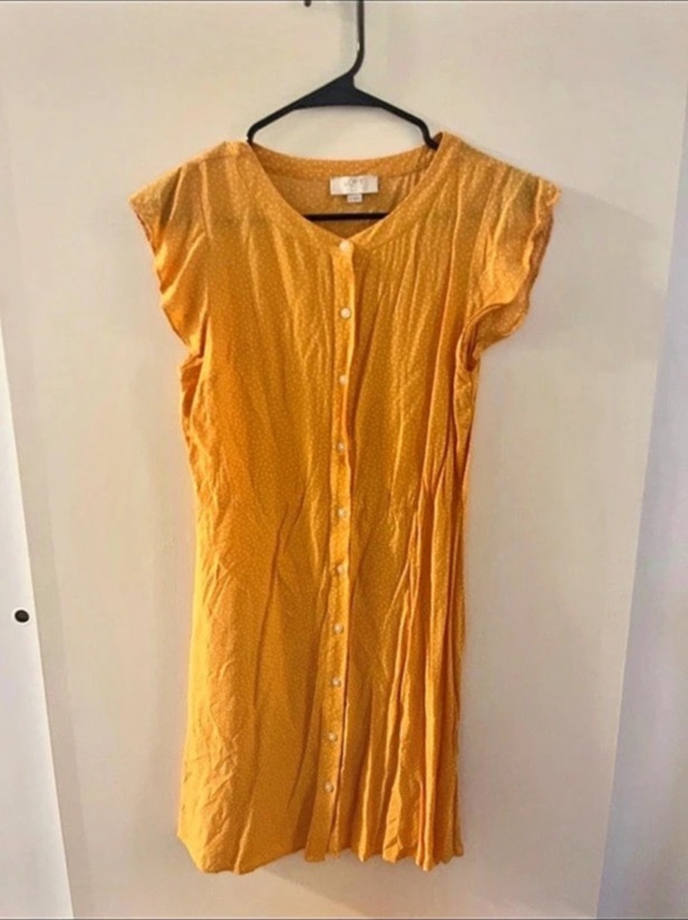 LOFT Polka Dot Midi Dress in Orange Size Small